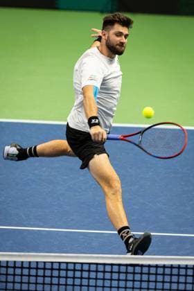 241020 Patrik Rikl of Czech Republic competes during the men™s double final on day 9 of the ATP, Tennis Herren 250 Nordic Open on October 20, 2024 in Stockholm. Photo: Michael Campanella BILDBYRAN COP 313 MC0109 tennis atp 250 nordic open day 9 finals bbeng Copyright: MICHAELxCAMPANELLA BB241020MC025