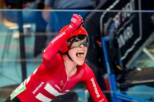 241020 Julie Leth of Denmark celebrates after Women™s Point Race during day 5 of the 2024 UCI Tissot Track cycling, Rad, Radsport, Bahnrad, Bahn World Championships on October 20, 2024 in Ballerup. Photo: Christian Örnberg BILDBYRAN COP 166 CO0482 cykling cycling sykling cykel vm cykel2024 uci tissot track cycling world championships cykling wc 2024 uci tissot track cycling world championships 5 bbeng grappa33 jubel Copyright: CHRISTIANxÖRNBERG BB241020CO013