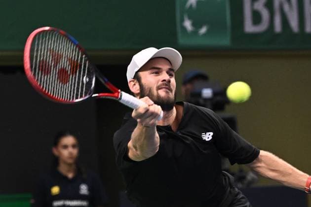 STOCKHOLM, SVERIGE 20241020 Tommy Paul, USA, i singelfinal mot Grigor Dimitrov, Bulgarien, under tennisturneringen BNP Paribas Nordic Open i Kungliga tennishallen. STOCKHOLM SVERIGE x10090x