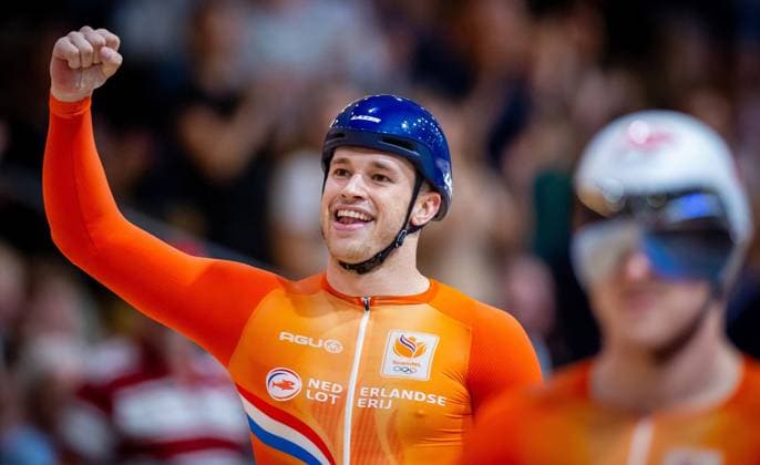BALLERUP - Harrie Lavreysen in action during the sprint final on the fourth day of the World Track cycling, Rad, Radsport, Bahnrad, Bahn Championships at the Ballerup Super Arena. ANP IRIS VAN DEN BROEK xVIxANPxSportx xxANPxIVx 511362880 originalFilename: 511362880.jpg