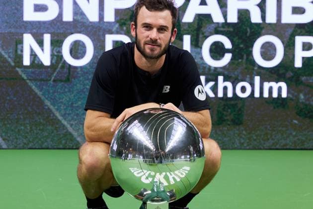 Tommy Paul of United States with the trophy after winning the men singles final against Grigor Dimitrov of Bulgaria at Stockholm Open at The Royal Tennis Hall on October 20, 2024 in Stockholm, Sweden. (Photo by Camilla Stolen Imago) Stockholm Sweden Copyright: xCamillaxStolenx L2460092