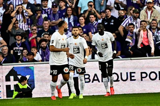 Joie but Ibrahima Niane (sco) FOOTBALL : Toulouse vs Angers - 8eme Journee de Ligue 1 McDonald S - Toulouse - 19 10 2024 ThierryBreton Panoramic 