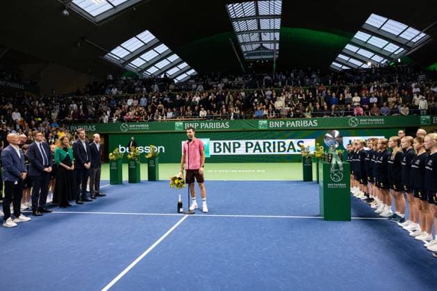 241020 Second place Grigor Dimitrov of Bulgaria after the men™s final on day 9 of the ATP, Tennis Herren 250 Nordic Open on October 20, 2024 in Stockholm. Photo: Michael Campanella BILDBYRAN COP 313 MC0109 tennis atp 250 nordic open day 9 finals bbeng Copyright: MICHAELxCAMPANELLA BB241020MC056
