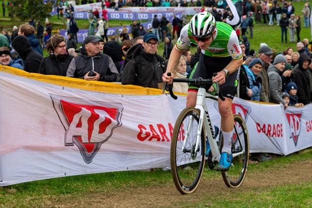 Belgian Joran Wyseure pictured in action during the men elite race of the Cyclocross Ruddervoorde, Sunday 20 October 2024 in Oostkamp, the first stage of the Superprestige cyclocross cycling competition. KURTxDESPLENTER  x103107779x