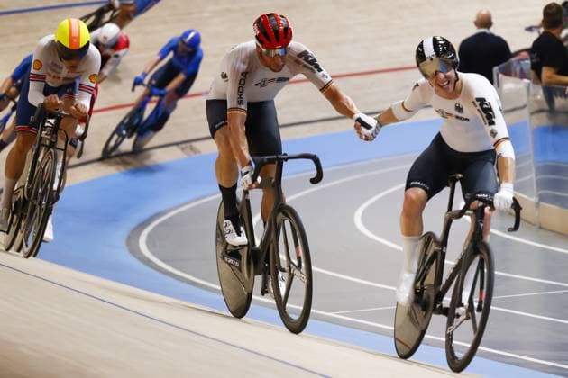 Bilder des Jahres 2024, Sport 10 Oktober Sport Themen der Woche KW42 Sport Bilder des Tages Tissot Track cycling, Rad, Radsport, Bahnrad, Bahn World Championship, WM, Weltmeisterschaft - Ballerup, Copenaghen, Den- 20 - 10-2024 - Men s Madison - Kluge Roger, Teutenberg Tim Tom during Tissot 2024 Track World Championships, Track cycling race in Copenhagen, Denmark, October 20 2024  Copyright: xStefanoxCavasino IPAxSportx xipax xx IPA_50782404 IPA_Agency_IPA50782404