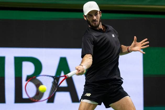 241020 Tommy Paul of the United States competes during the men™s final on day 9 of the ATP, Tennis Herren 250 Nordic Open on October 20, 2024 in Stockholm. Photo: Michael Campanella BILDBYRAN COP 313 MC0109 tennis atp 250 nordic open day 9 finals bbeng Copyright: MICHAELxCAMPANELLA BB241020MC121