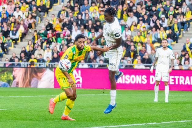 Jean-Charles Castelletto (FC NANTES) Moise Bombito (OGC Nice) FOOTBALL : FC Nantes vs OGC Nice - Ligue 1 - Journée 8 - 20 10 2024 BaptisteAutissier Panoramic 