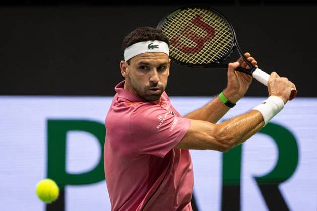 241020 Grigor Dimitrov of Bulgaria competes during the men™s final on day 9 of the ATP, Tennis Herren 250 Nordic Open on October 20, 2024 in Stockholm. Photo: Michael Campanella BILDBYRAN COP 313 MC0109 tennis atp 250 nordic open day 9 finals bbeng Copyright: MICHAELxCAMPANELLA BB241020MC098