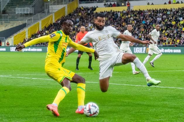 Ali Abdi (OGC Nice) Tino Kadewere (FC NANTES) FOOTBALL : FC Nantes vs OGC Nice - Ligue 1 - Journée 8 - 20 10 2024 BaptisteAutissier Panoramic 