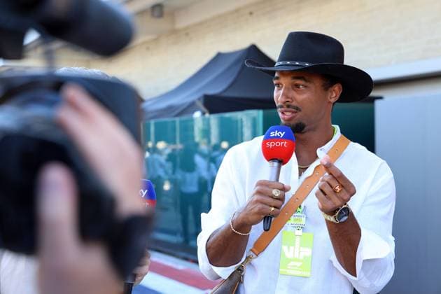 Leo Neugebauer (GER) Zehnkämpfer während einer Moderation im Fahrerlager, Formel 1 Pirelli Grand Prix, FIA F1 Weltmeisterschaft, Circuit of Amerika, Austin Texas, 20.10.2024, USA, Leichtathlet