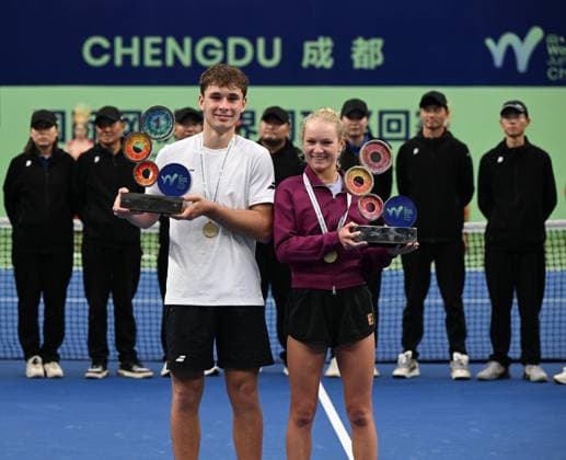 2024 ITF World Tennis Tour Junior Finals Chengdu , China Final Winners Emerson Jones (AUS) and Mees Rottgering (NED)