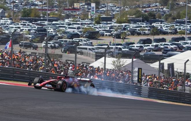 20.10.2024, Circuit of The Americas, Austin, FORMULA 1 PIRELLI UNITED STATES GRAND PRIX 2024 ,im Bild Charles Leclerc (MCO), Scuderia Ferrari HP verbremst sich. (Photo by Hasan Bratic DeFodi Images) not used in POL SRB CRO FRA GBR NED ITA USA Defodi-506_20241020_hbr_0650