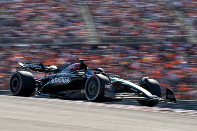 George Russell (Mercedes AMG Petronas Formula One Team, Großbritannien, 63) im Mercedes-AMG F1 W15 E Performance, USA, Formel 1 Weltmeisterschaft, Pirelli Grand Prix der Vereinigten Staaten von Amerika, Circuit of the Americas Austin, Rennen, 20.10.2024 USA, Formel 1 Weltmeisterschaft, Pirelli Grand Prix der Vereinigten Staaten von Amerika, Circuit of the Americas Austin, Rennen, 20.10.2024 Austin Copyright: xEibner-Pressefoto Memmlerx EP_MMR
