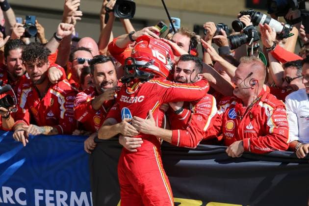 October 20, 2024, Austin, Texas, USA: Charles Leclerc (MON) - Scuderia Ferrari - Ferrari SF-24 - Ferrari celebrating during the Race of Formula 1 Pirelli United States Grand Prix 2024, scheduled to take place at Circuit of Americas in Austin, TX (USA) Sept 18-20, 2024 Austin USA - ZUMAm217 20241020_zsp_m217_056 Copyright: xAlessioxDexMarcox