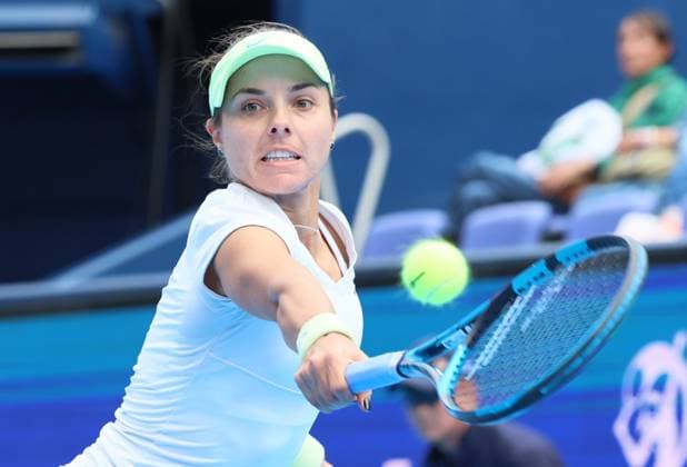 October 21, 2024, Tokyo, Japan - Bulgaria s Viktoriya Tomova returns the ball against Russia s Veronika Kudermetova during the first round match of the Toray Pan Pacific Open tennis tournament at the Ariake Coliseum in Tokyo on Monday, October 21, 2024. Tomova defeated Kudermetova. (photo by Yoshio Tsunoda AFLO) Noxthirdxpartyxsales  (270575856)