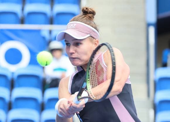 October 21, 2024, Tokyo, Japan - Russia s Veronika Kudermetova returns the ball against Bulgaria s Viktoriya Tomova during the first round match of the Toray Pan Pacific Open tennis tournament at the Ariake Coliseum in Tokyo on Monday, October 21, 2024. Tomova defeated Kudermetova. (photo by Yoshio Tsunoda AFLO) Noxthirdxpartyxsales  (270575864)