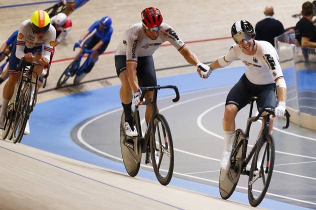 CICLISMO - Ciclismo su Pista - Tissot 2024 Track World Championships Tissot Track cycling, Rad, Radsport, Bahnrad, Bahn World Championship, WM, Weltmeisterschaft - Ballerup, Copenaghen, Den- 20 - 10-2024 - Men s Madison - Kluge Roger, Teutenberg Tim Tom during Tissot 2024 Track World Championships, Track cycling race in Copenhagen, Denmark, October 20 2024 Copenhagen Denmark Copyright: xIPAxSport ABACAx