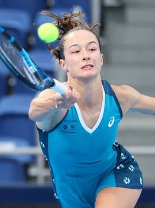 October 21, 2024, Tokyo, Japan - Zeynep Sonmez of Turkey returns the ball against Magdalena Frech of Poland during the first round match of the Toray Pan Pacific Open tennis tournament at the Ariake Coliseum in Tokyo on Monday, October 21, 2024. Sonmez defeated Frech. (photo by Yoshio Tsunoda AFLO) Noxthirdxpartyxsales  (270595317)