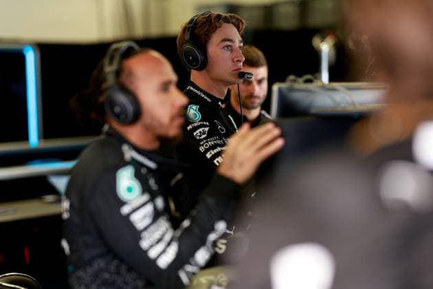 44 Lewis Hamilton (GBR, Mercedes-AMG Petronas F1 Team), 63 George Russell (GBR, Mercedes-AMG Petronas F1 Team), F1 Grand Prix of USA at Circuit of The Americas on October 20, 2024 in Austin, United States of America. (Photo by HOCH ZWEI) Austin United States of America