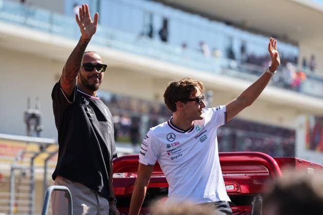 44 Lewis Hamilton (GBR, Mercedes-AMG Petronas F1 Team), 63 George Russell (GBR, Mercedes-AMG Petronas F1 Team), F1 Grand Prix of USA at Circuit of The Americas on October 20, 2024 in Austin, United States of America. (Photo by HOCH ZWEI) Austin United States of America