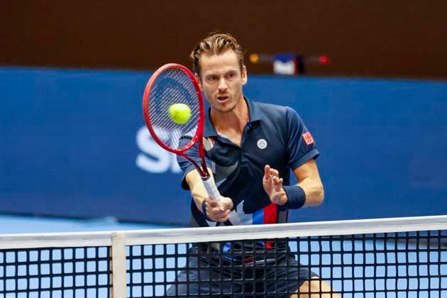 Wesley Koolhof (NED) , Tennis, Swiss Indoors ATP, Tennis Herren World Tour 500), 1 8-Finals Doppel, 2024, Wesley Koolhof (NED), Nikola Mektic (CRO) vs. Francisco Cerundolo (ARG), Tomas Martin Etcheverry (ARG), 21.10.2024, St. Jakobshalle, Basel, Schweiz Basel St. Jakobshalle BS Schweiz Copyright: xGrantxHubbsx
