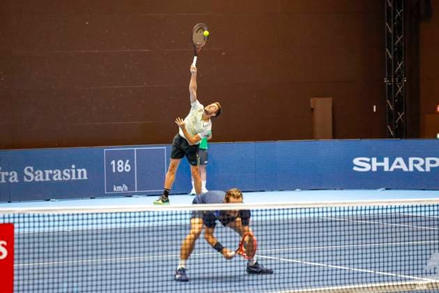 Nikola Mektic (CRO) und Wesley Koolhof (NED) , Tennis, Swiss Indoors ATP, Tennis Herren World Tour 500), 1 8-Finals Doppel, 2024, Wesley Koolhof (NED), Nikola Mektic (CRO) vs. Francisco Cerundolo (ARG), Tomas Martin Etcheverry (ARG), 21.10.2024, St. Jakobshalle, Basel, Schweiz Basel St. Jakobshalle BS Schweiz Copyright: xGrantxHubbsx