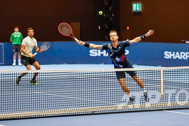 Nikola Mektic (CRO) und Wesley Koolhof (NED) , Tennis, Swiss Indoors ATP, Tennis Herren World Tour 500), 1 8-Finals Doppel, 2024, Wesley Koolhof (NED), Nikola Mektic (CRO) vs. Francisco Cerundolo (ARG), Tomas Martin Etcheverry (ARG), 21.10.2024, St. Jakobshalle, Basel, Schweiz Basel St. Jakobshalle BS Schweiz Copyright: xGrantxHubbsx