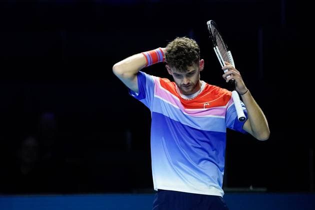 21.10.2024, Basel, St. Jakobshalle, ATP, Tennis Herren Swiss Indoors Basel, Jerome Kym (SUI) looks dejected and disappointed Basel St. Jakobshalle Basel Switzerland Copyright: xJustPictures.ch DanielaxPorcellix jp-en-DaPo-20241021-_DP16064