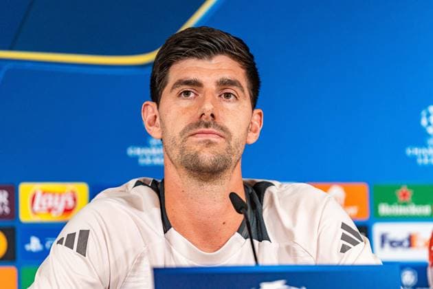 21.10.2024, Pressekonferenz vor Real Madrid vs. Borussia Dortmund, UEFA Champions League, 3. Spieltag Thibaut Courtois Pressekonferenz Copyright: xBahhoxKarax