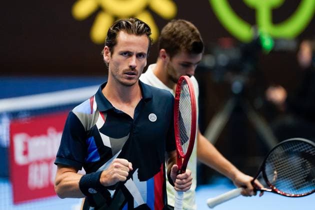 21.10.2024, Basel, St. Jakobshalle, ATP, Tennis Herren Swiss Indoors Basel, Wesley Koolhof (NED) celebrates a point during the double match Basel St. Jakobshalle Basel Switzerland Copyright: xJustPictures.ch DanielaxPorcellix jp-en-DaPo-20241021-_DP15821