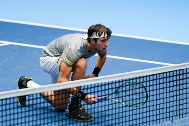 21.10.2024, Basel, St. Jakobshalle, ATP, Tennis Herren Swiss Indoors Basel, Tomas Martin Etcheverry (ARG) in action during the double match Basel St. Jakobshalle Basel Switzerland Copyright: xJustPictures.ch DanielaxPorcellix jp-en-DaPo-20241021-_DP15827