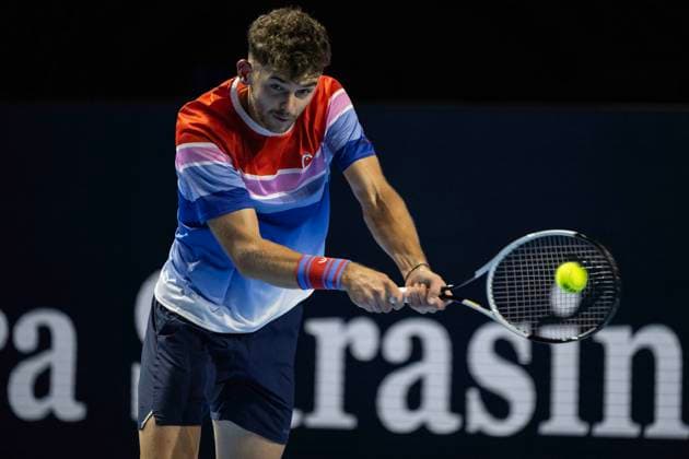 21st October 2024; St. Jakobshalle, Basel, Switzerland; ATP, Tennis Herren 500 Swiss Indoors Basel Tennis, Day 1; Jerome Kym (SUI) in action against Ugo Humbert (FRA) in the first round  ActionPlus12705882 DavidxEmm