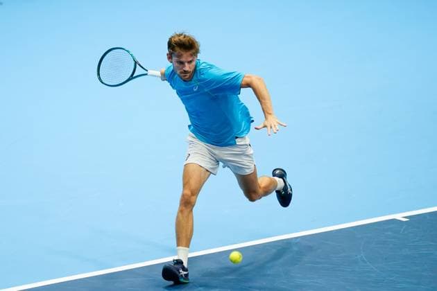 21.10.2024, Basel, St. Jakobshalle, ATP, Tennis Herren Swiss Indoors Basel, David Goffin (BEL) in action Basel St. Jakobshalle Basel Switzerland Copyright: xJustPictures.ch DanielaxPorcellix jp-en-DaPo-20241021-_DP16152