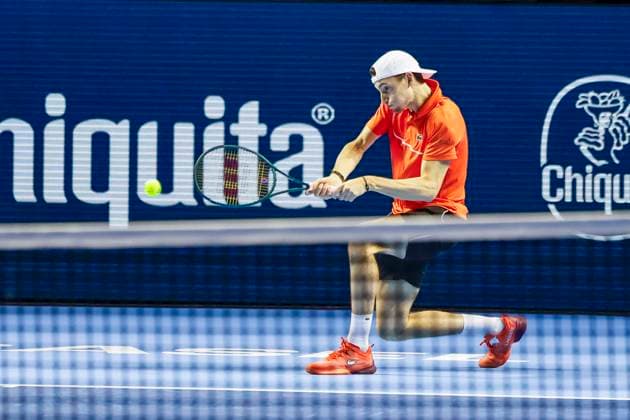 Ugo Humbert (FRA) , Tennis, Swiss Indoors ATP, Tennis Herren World Tour 500), 1 16 Finals Einzel, 2024, Ugo Humbert (FRA) vs. Jerome Kym (SUI), 21.10.2024, St. Jakobshalle, Basel, Schweiz Basel St. Jakobshalle BS Schweiz Copyright: xGrantxHubbsx