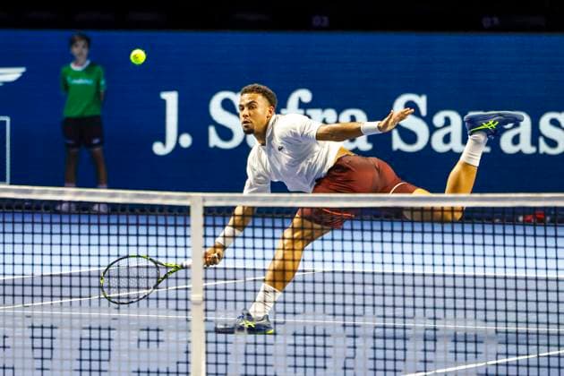 Arthur Fils (FRA) , Tennis, Swiss Indoors ATP, Tennis Herren World Tour 500), 1 16 Finals Einzel, 2024, Daniel Altmaier (GER) vs. Arthur Fils (FRA), 21.10.2024, St. Jakobshalle, Basel, Schweiz Basel St. Jakobshalle BS Schweiz Copyright: xGrantxHubbsx