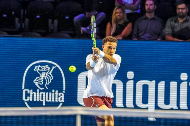 Arthur Fils (FRA) , Tennis, Swiss Indoors ATP, Tennis Herren World Tour 500), 1 16 Finals Einzel, 2024, Daniel Altmaier (GER) vs. Arthur Fils (FRA), 21.10.2024, St. Jakobshalle, Basel, Schweiz Basel St. Jakobshalle BS Schweiz Copyright: xGrantxHubbsx