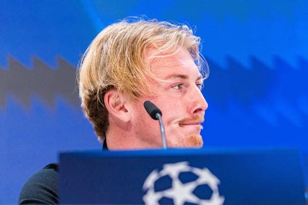 21.10.2024, Pressekonferenz vor Real Madrid vs. Borussia Dortmund, UEFA Champions League, 3. Spieltag Nuri Sahin und Julian Brandt bei der Pressekonferenz von Borussia Dortmund Copyright: xBahhoxKarax