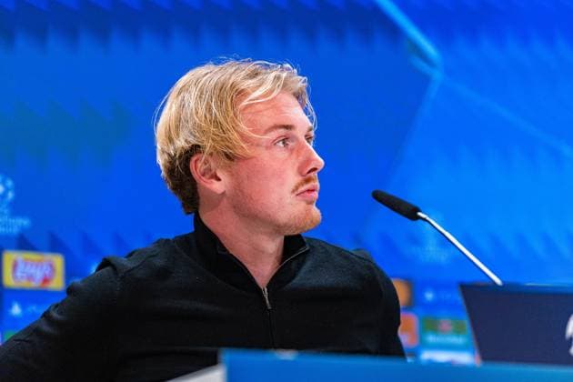 21.10.2024, Pressekonferenz vor Real Madrid vs. Borussia Dortmund, UEFA Champions League, 3. Spieltag Nuri Sahin und Julian Brandt bei der Pressekonferenz von Borussia Dortmund Copyright: xBahhoxKarax