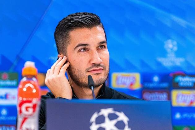 21.10.2024, Pressekonferenz vor Real Madrid vs. Borussia Dortmund, UEFA Champions League, 3. Spieltag Nuri Sahin und Julian Brandt bei der Pressekonferenz von Borussia Dortmund Copyright: xBahhoxKarax