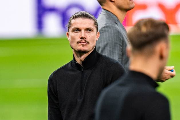 21.10.2024, Pressekonferenz vor Real Madrid vs. Borussia Dortmund, UEFA Champions League, 3. Spieltag Borussia Dortmund zur Platzbegehung im Santiago Bernabeu, hier Marcel Sabitzer Copyright: xBahhoxKarax