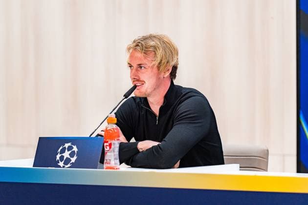 21.10.2024, Pressekonferenz vor Real Madrid vs. Borussia Dortmund, UEFA Champions League, 3. Spieltag Nuri Sahin und Julian Brandt bei der Pressekonferenz von Borussia Dortmund Copyright: xBahhoxKarax