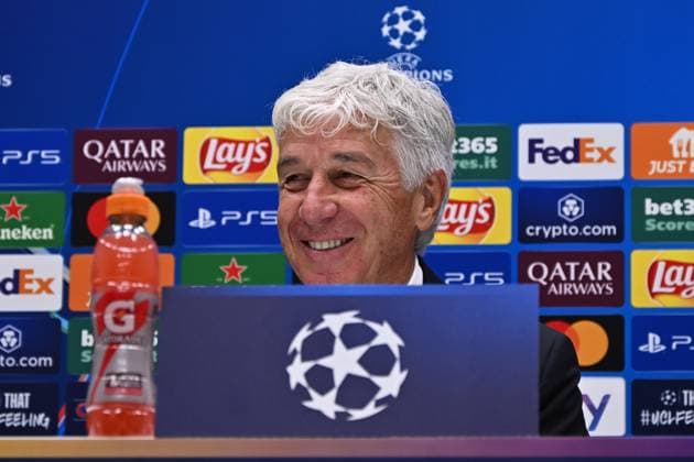October 22, 2024, Bergamo, Italia: Atalanta s coach Gian Piero Gasperini during press conference, PK, Pressekonferenz on the eve of the UEFA Champions League soccer match between Atalanta BC and Celtic FC, at Bergamo Stadium in Bergamo, Italy, 22 October 2024..ANSA MICHELE MARAVIGLIA Soccer: Champions League; Atalanta-Celtic  - ZUMAa110 20241022_zaf_a110_004 Copyright: xMichelexMaravigliax