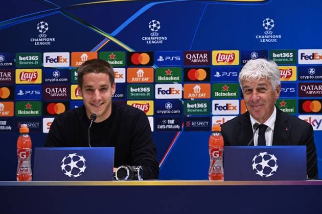 Sport Bilder des Tages October 22, 2024, Bergamo, Italia: Atalanta s Mario Pasalic and Atalanta s coach Gian Piero Gasperini during press conference, PK, Pressekonferenz on the eve of the UEFA Champions League soccer match between Atalanta BC and Celtic FC, at Bergamo Stadium in Bergamo, Italy, 22 October 2024..ANSA MICHELE MARAVIGLIA Soccer: Champions League; Atalanta-Celtic  - ZUMAa110 20241022_zaf_a110_007 Copyright: xMichelexMaravigliax