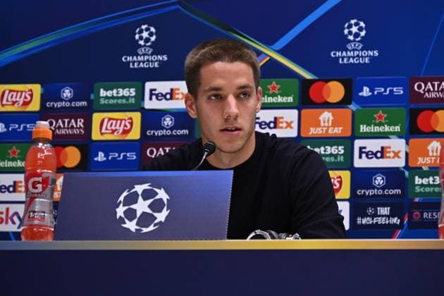 October 22, 2024, Bergamo, Italia: Atalanta s Mario Pasalic during press conference, PK, Pressekonferenz on the eve of the UEFA Champions League soccer match between Atalanta BC and Celtic FC, at Bergamo Stadium in Bergamo, Italy, 22 October 2024..ANSA MICHELE MARAVIGLIA Soccer: Champions League; Atalanta-Celtic  - ZUMAa110 20241022_zaf_a110_008 Copyright: xMichelexMaravigliax
