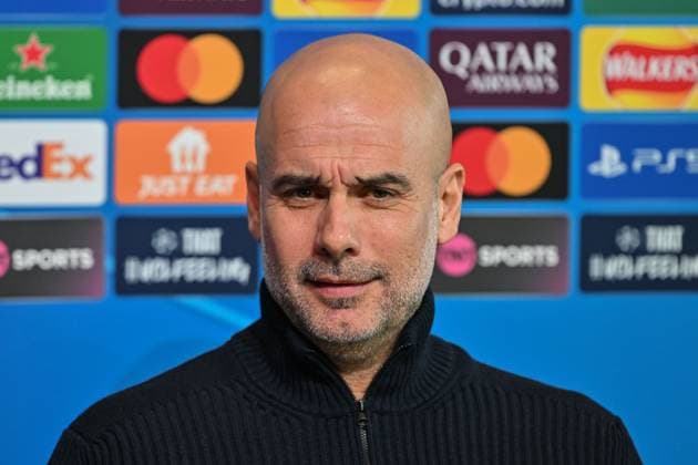 Manchester City v Sparta Prague Champions League press conference, PK, Pressekonferenz Pep Guardiola manager of Manchester City during the Manchester City v Sparta Prague UEFA Champions League press conference at Joie Stadium, Manchester, United Kingdom, 22nd October 2024 (Photo by Cody Froggatt News Images) Manchester Joie Stadium Greater Manchester United, ManU Kingdom Copyright: xCodyxFroggatt NewsxImagesx