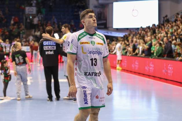 20.10.2024, xgox, Handball - Daikin HBL, SC Magdeburg - SC DHfK Leipzig emspor, v.l. Matej Klima (Leipzig, 13) enttaeuscht, schaut enttaeuscht, niedergeschlagen, disappointed Magdeburg