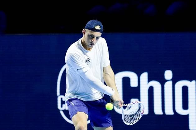 22.10.2024, Basel, St. Jakobshalle, ATP, Tennis Herren Swiss Indoors Basel, Tallon Griekspoor (NED) in action during the 1 16 Round match Basel St. Jakobshalle Basel Switzerland Copyright: xJustPictures.ch DanielaxPorcellix jp-en-DaPo-20241022-_DP16841