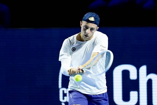 22.10.2024, Basel, St. Jakobshalle, ATP, Tennis Herren Swiss Indoors Basel, Tallon Griekspoor (NED) in action during the 1 16 Round match Basel St. Jakobshalle Basel Switzerland Copyright: xJustPictures.ch DanielaxPorcellix jp-en-DaPo-20241022-_DP16843
