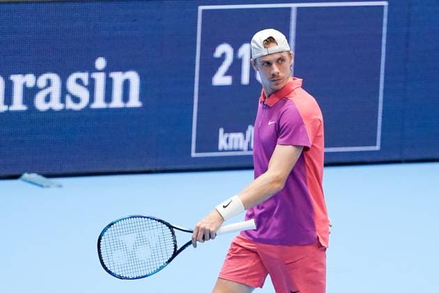 22.10.2024, Basel, St. Jakobshalle, ATP, Tennis Herren Swiss Indoors Basel, Denis Shapovalov (CAN) in action during the 1 16 Round match Basel St. Jakobshalle Basel Switzerland Copyright: xJustPictures.ch DanielaxPorcellix jp-en-DaPo-20241022-_DP17021