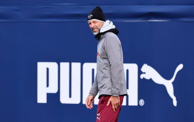 RB Leipzig - Training Champions League Leipzig, 22.10.2024, RB Akademie, Fussball, UEFA Champions League, Matchday-1, RB LEIPZIG vs.FC LIVERPOOL am 23 10 2024 , Abschlusstraining RB Leipzig , Im Bild: Trainer Marco Rose (RB Leipzig) ,